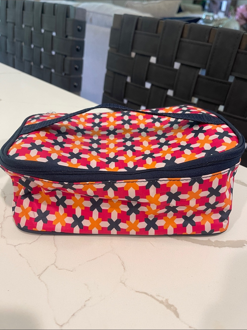 thirty-one Floral Geometric Pink Orange Navy Cosmetic Bag